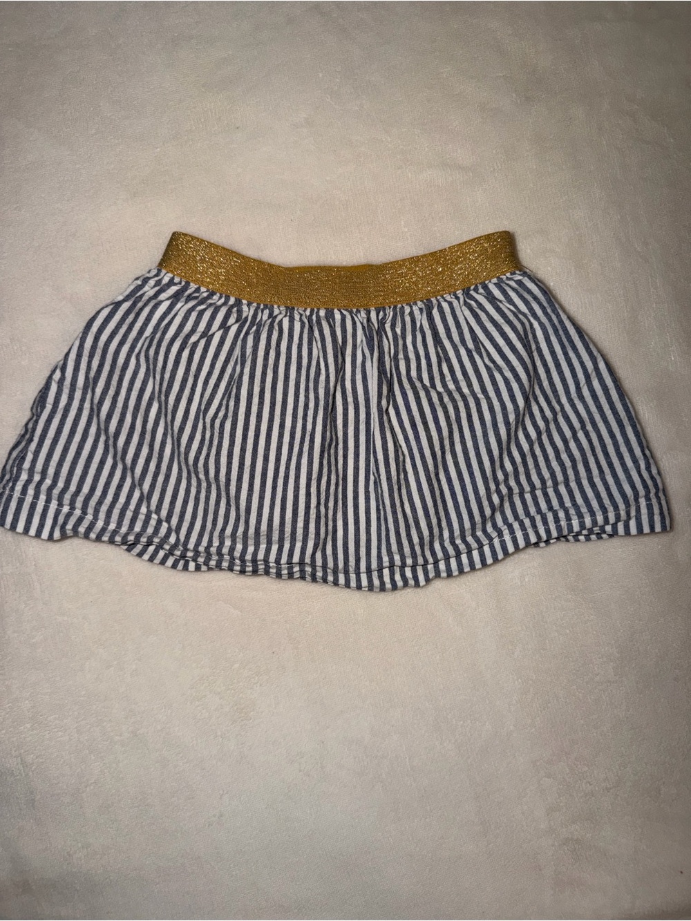 Carter's Blue and White Striped Skort with Gold Waistband